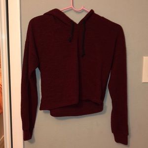 Red knit hoodie